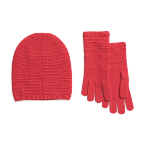 NEW MAX STUDIO merino wool/cashmere Baby Cable Knit Hat And Glove Set 362tn - Picture 1 of 4